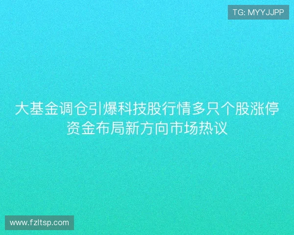 大基金调仓引爆科技股行情多只个股涨停资金布局新方向市场热议